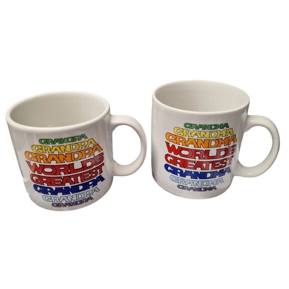 Worlds Greatest Grandma Grandpa Mug Set Pair Retro Colorful Gift Grandparents - Picture 7 of 9
